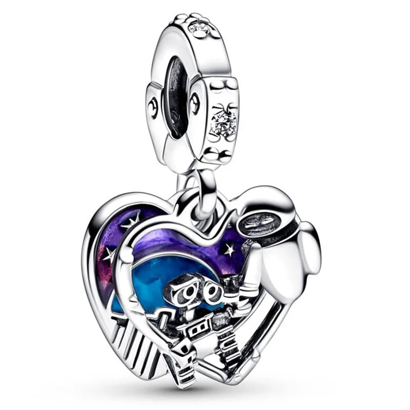 Disney Mickey Minnie Ice and Snow Princess Cartoon Series Pendant DIY Large Hole Zinc Charm Jewelry