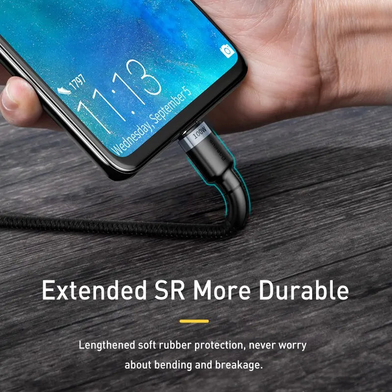 Baseus USB Type C To USB C Cable For iPhone 17 16 100W/5A PD Fast Charging Charger Cord For Macbook Xiaomi Samsung Type-C Cable