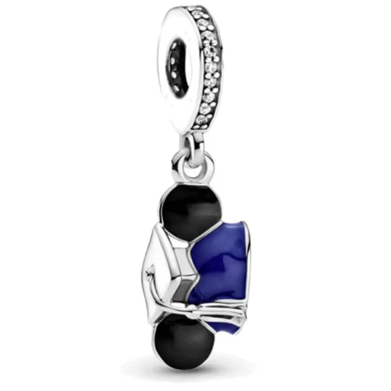 Disney Mickey Minnie Ice and Snow Princess Cartoon Series Pendant DIY Large Hole Zinc Charm Jewelry