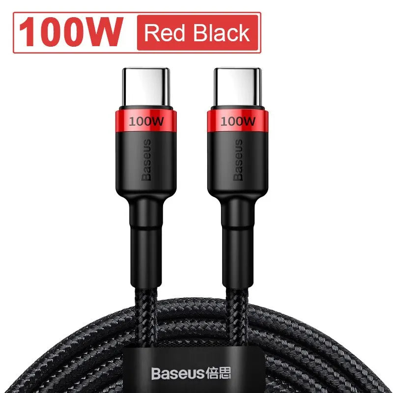 Baseus USB Type C To USB C Cable For iPhone 17 16 100W/5A PD Fast Charging Charger Cord For Macbook Xiaomi Samsung Type-C Cable